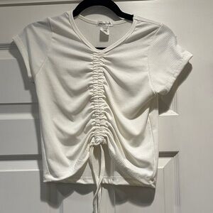 Chic White Ruched Kids Tee